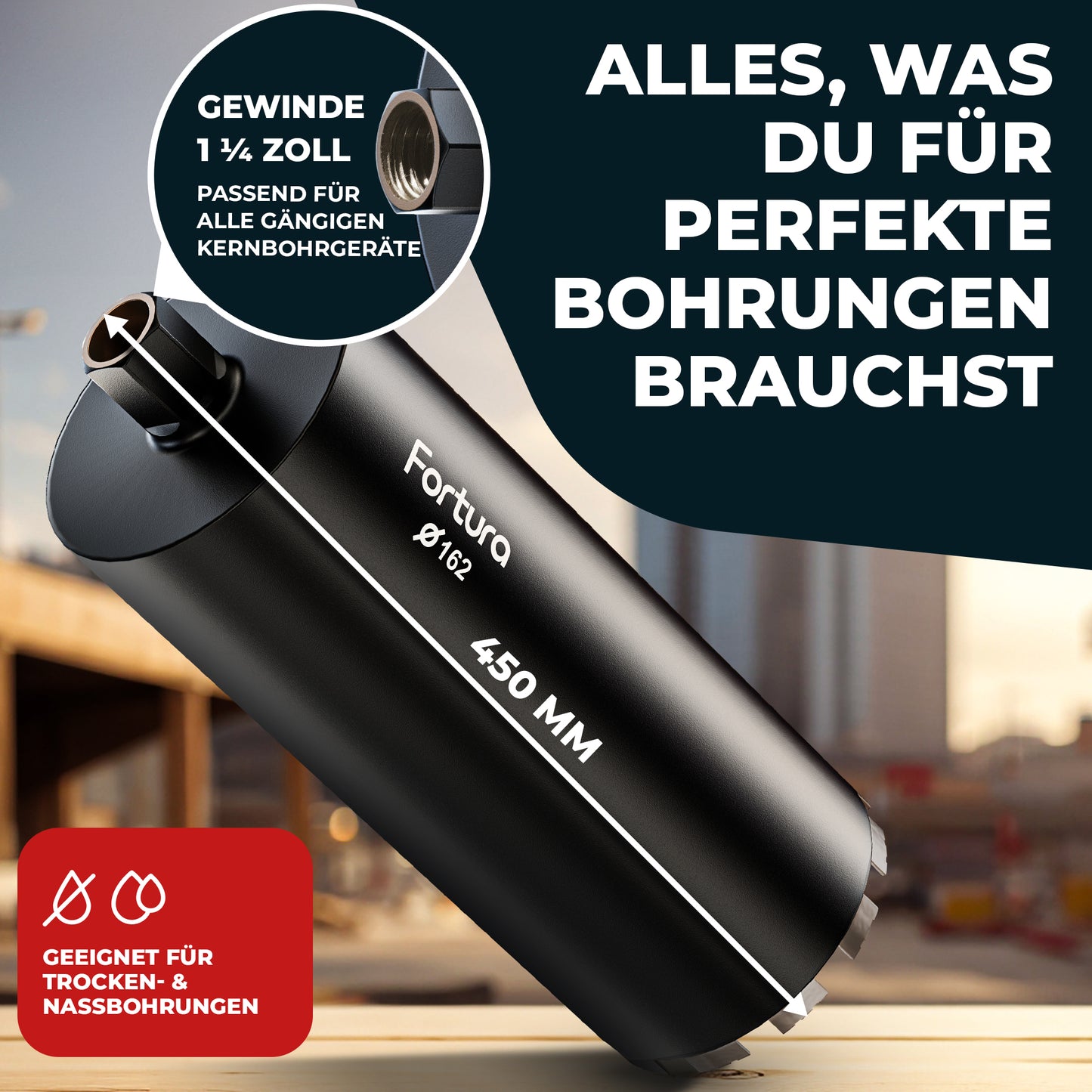 Fortura® Kernbohrer Ø42-162mm/400mm