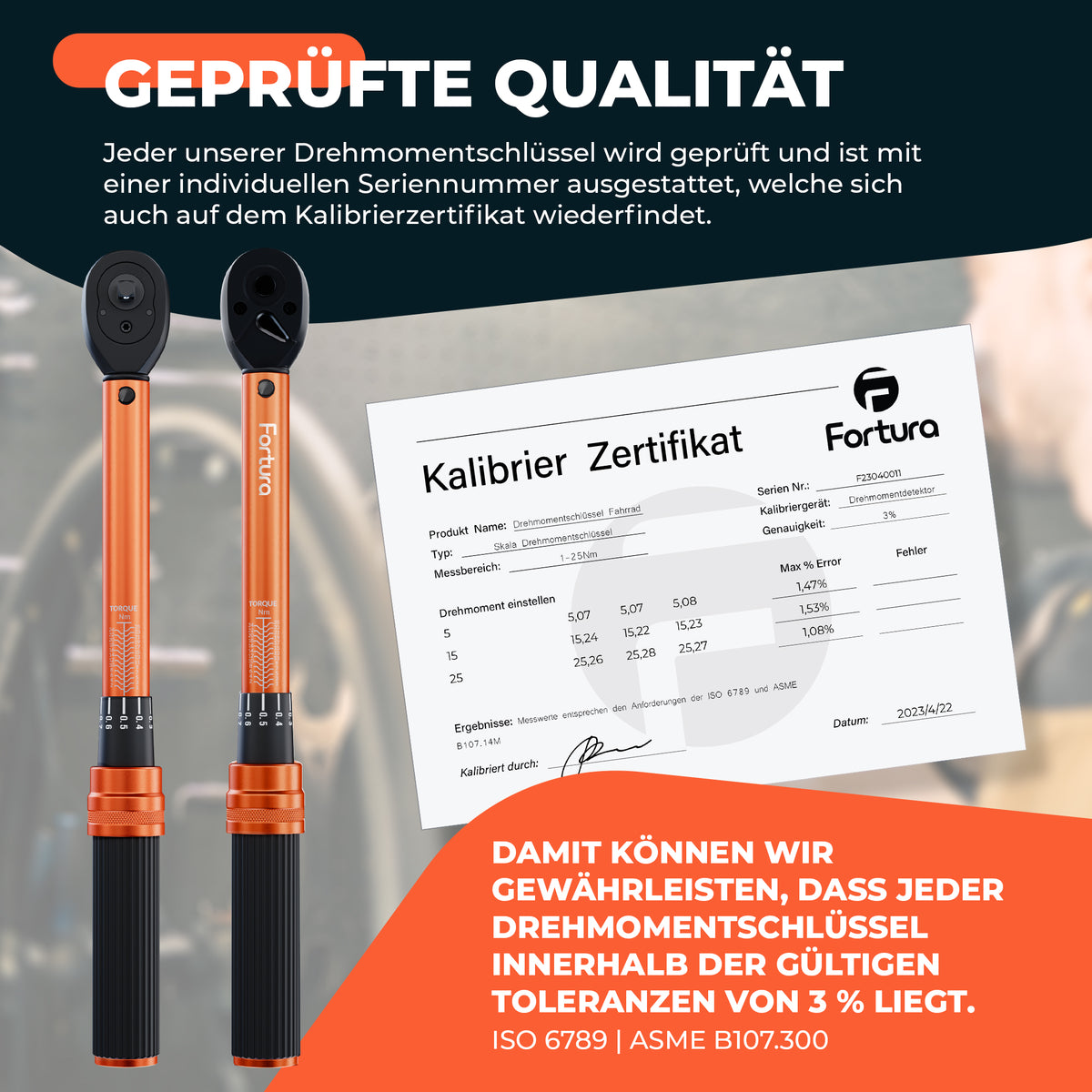 Fortura® Fahrrad-Drehmomentschlüssel 1–25 Nm – 1/4 Zoll