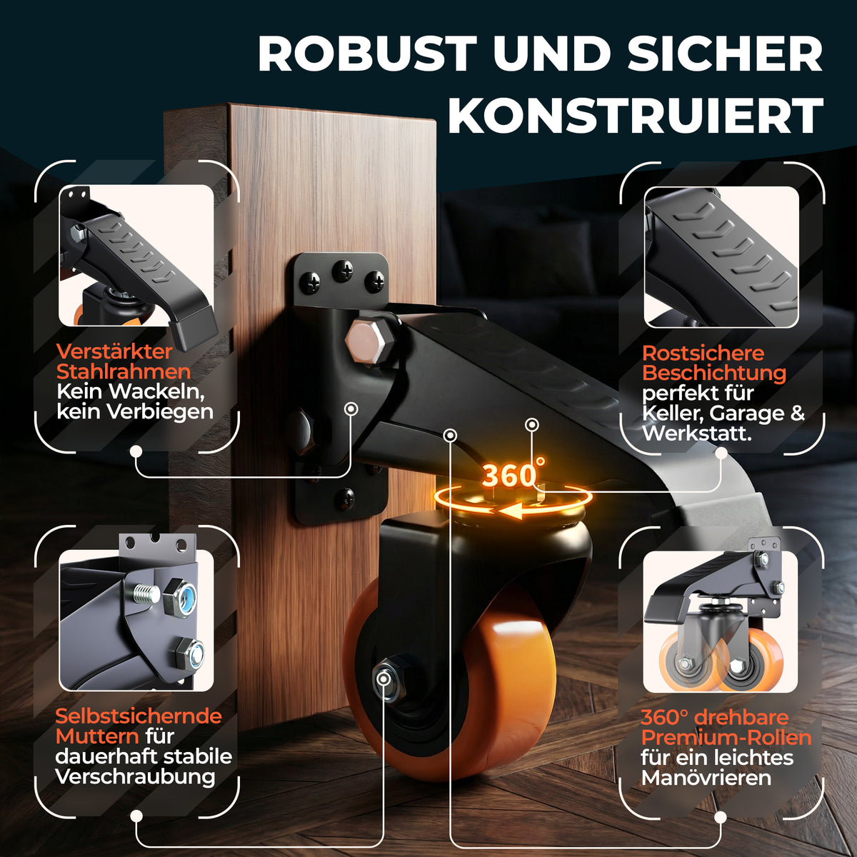 Fortura® schwerlastrollen absenkbar 350kg