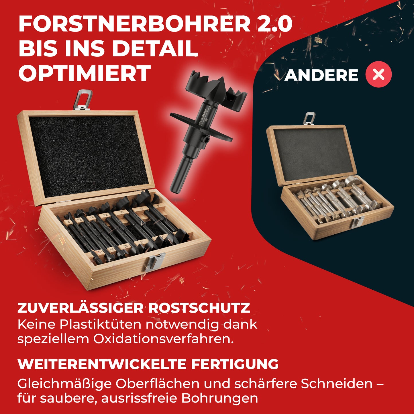 Fortura® Forstnerbohrer Set Ø8-50mm